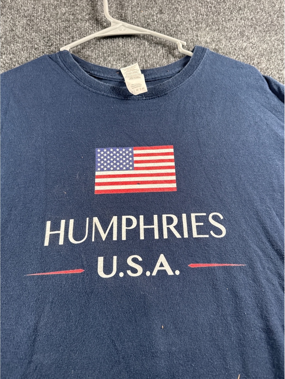 Humphries USA American Flag T-Shirt Men's XL Navy Gildan Heavy Cotton Patriotic